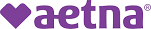 A logo with the text  AETNA  on a purple background, featuring a stylized letter  A , and below that, in smaller font, is  AETNA  again.