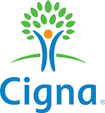 The image is a logo for Cigna, featuring a stylized tree with leaves and branches, along with the company s name in lowercase letters.
