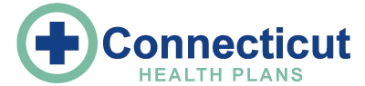 An image of a logo featuring the text  CONNECTICUT HEALTH PLANS  with a circular symbol resembling a cross inside a green circle, set against a white background.