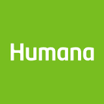 The image displays a logo with the text  Humana  and is set against a green background.